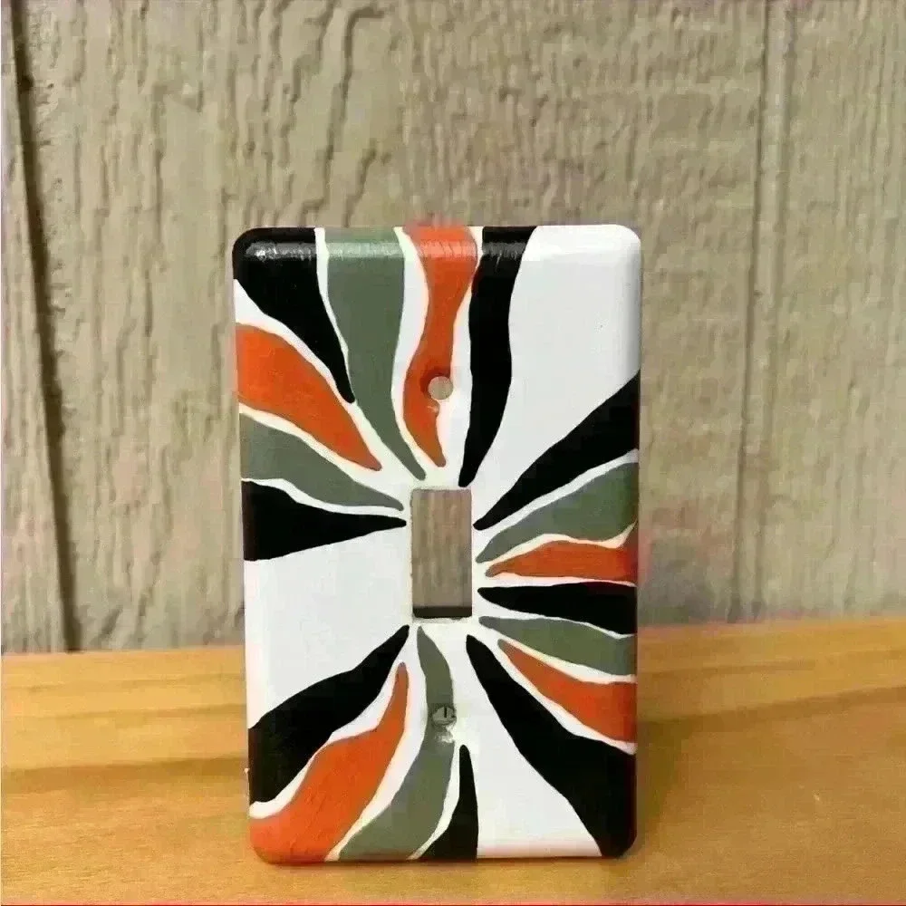 Hand Painted Ceramic Stripes Light Switch Cover Plate